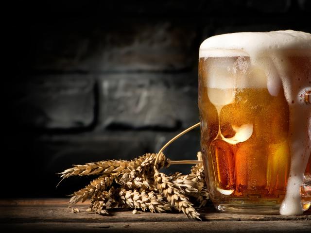 Beer in mug on table