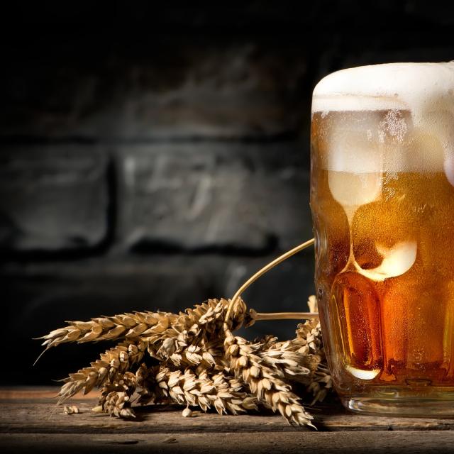 Beer in mug on table