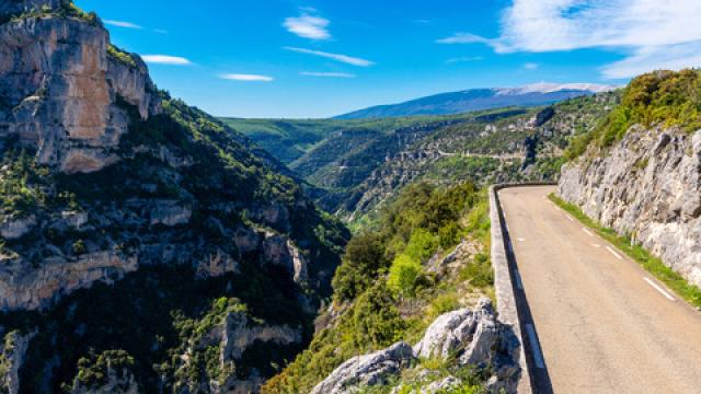 Road clinging to the side of the Gorges de la Nesque in southern France