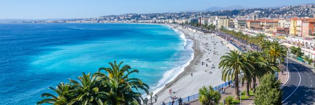 Nice visit card view on the bay of Angels, France