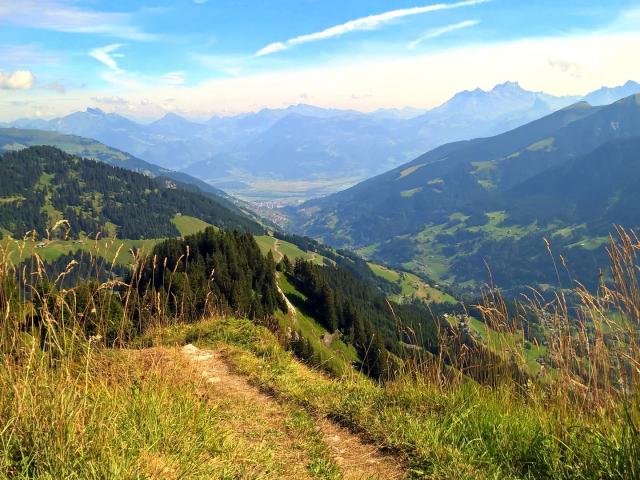 Vje des Préalpes randonnée paysage moyenne montagne / view mountain middle altitude green landscape