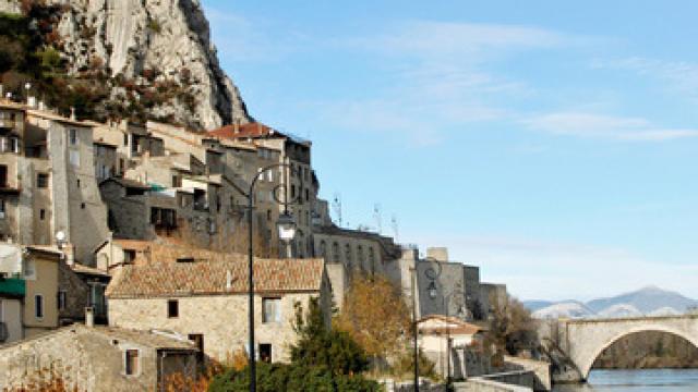 Sisteron and the bridge over river Durance