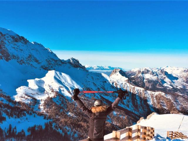 Point de vue sur la station de Pra Loup en hiver