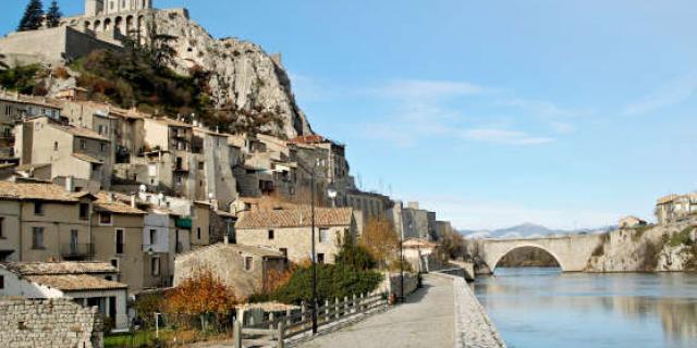 Sisteron and the bridge over river Durance