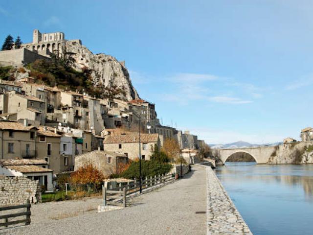 Sisteron and the bridge over river Durance