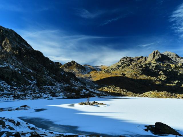 Vallée des Merveilles en hiver dans les Alpes