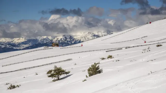 The snow-covered Montclar ski resort