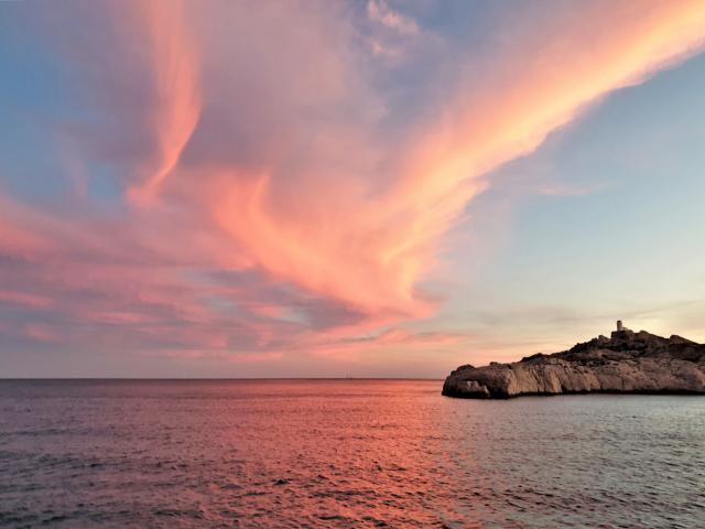 Coucher de soleil, balade en mer vers le Frioul