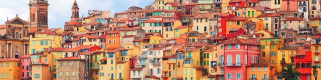 View on old part of Menton, Provence-Alpes-Cote d'Azur,  France.