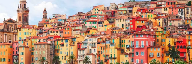 View on old part of Menton, Provence-Alpes-Cote d'Azur,  France.