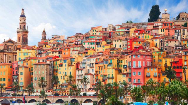 View on old part of Menton, Provence-Alpes-Cote d'Azur,  France.