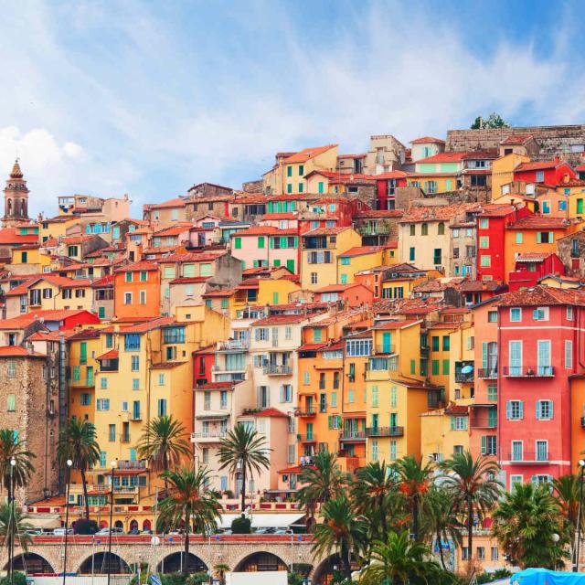 View on old part of Menton, Provence-Alpes-Cote d'Azur,  France.