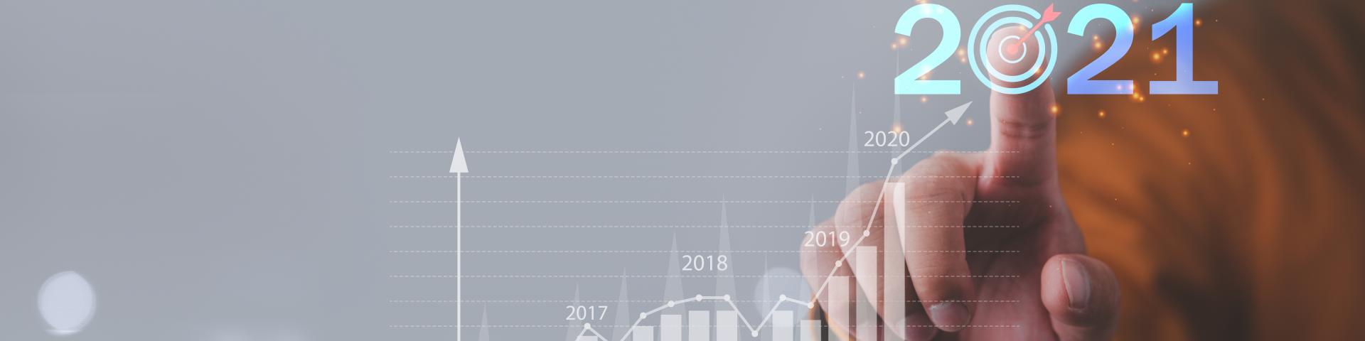 Target and goal Business analytics and financial concept, Plans to increase business growth and an increase in the indicators of positive growth in 2021