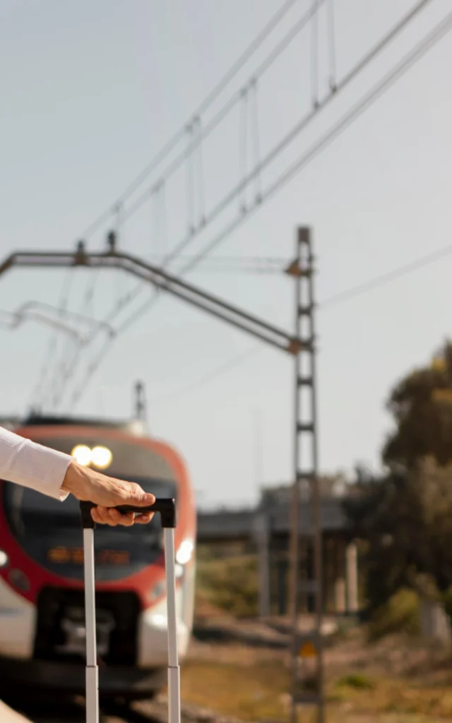 Medium Shot Woman Traveling By Train