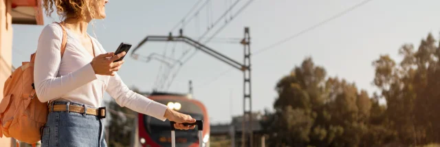 Medium Shot Woman Traveling By Train