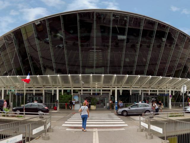 Nice, France - July 14, 2018: Terminal building at Nice Cote d'Azur Airport. It is the third busiest airport in France.