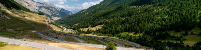 Colle della Maddalena (Piedmont, Italy), mountain landscape at summer, winding road