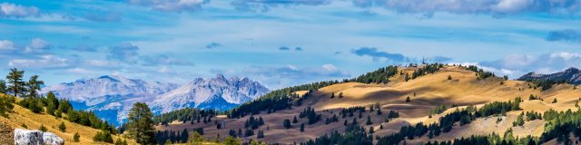 Alpine landscape of the French alps, Col de Vars in the Mercantour National park, Provence Alpes, France.