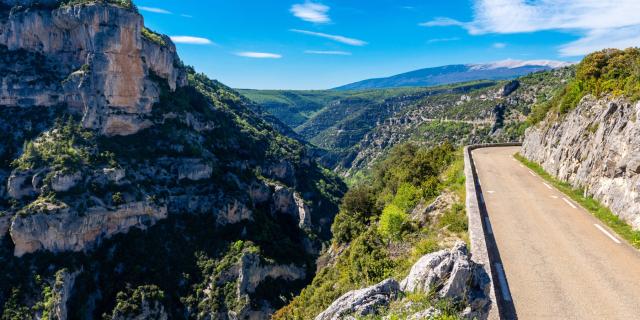 Road clinging to the side of the Gorges de la Nesque in southern France