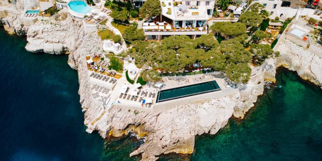 Vue aérienne Les Roches Blanches Hotel Cassis Provence