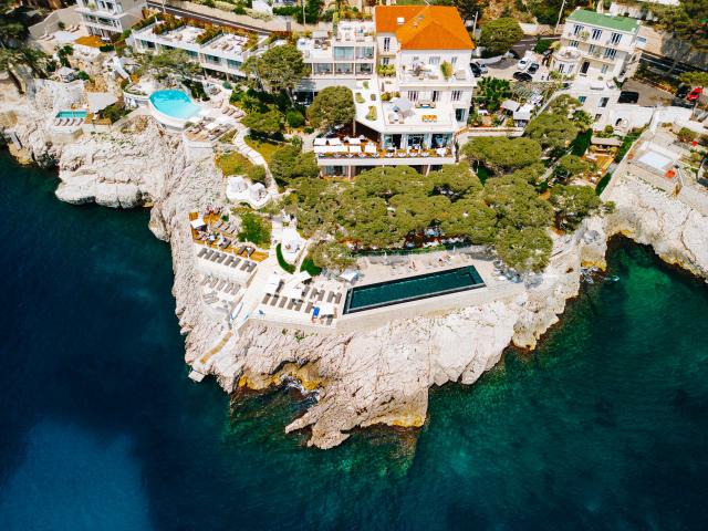 Vue aérienne Les Roches Blanches Hotel Cassis Provence