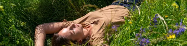 Woman lying in the grass - Boscodon Abbey