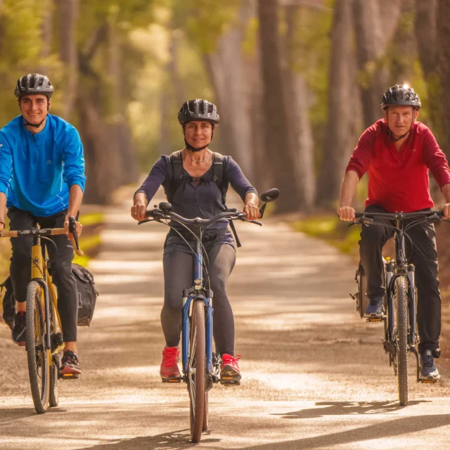 Trois personnes en balade à vélo à La Londe Les Maure