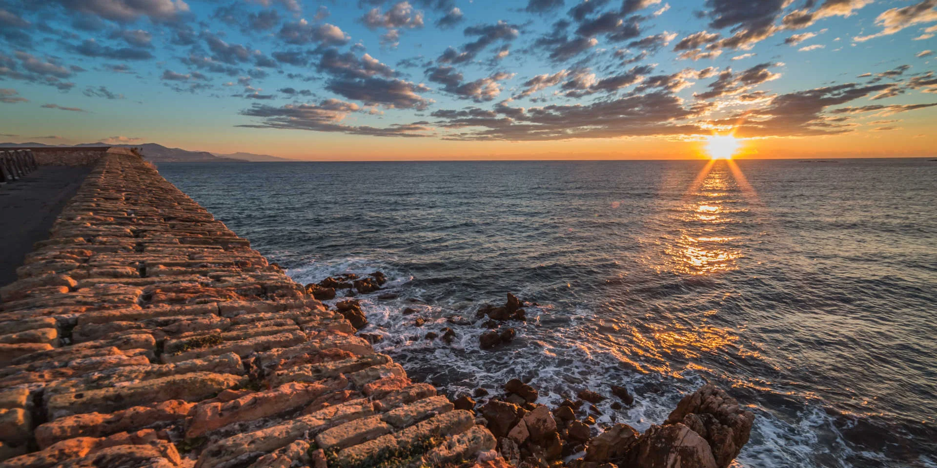 Sunset over the sea from the ramparts of Antibes