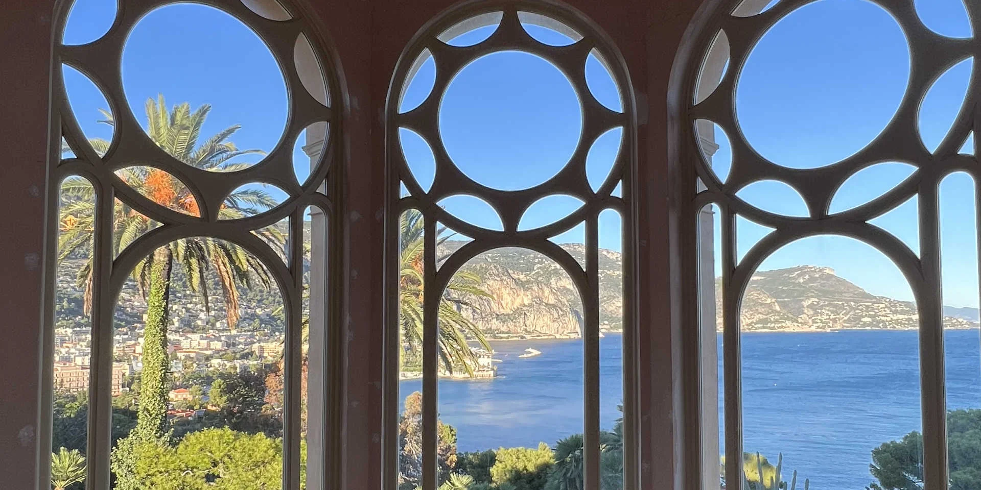Sea view from a window of the Villa Ephrussi de Rothschild, Beaulieu sur Mer
