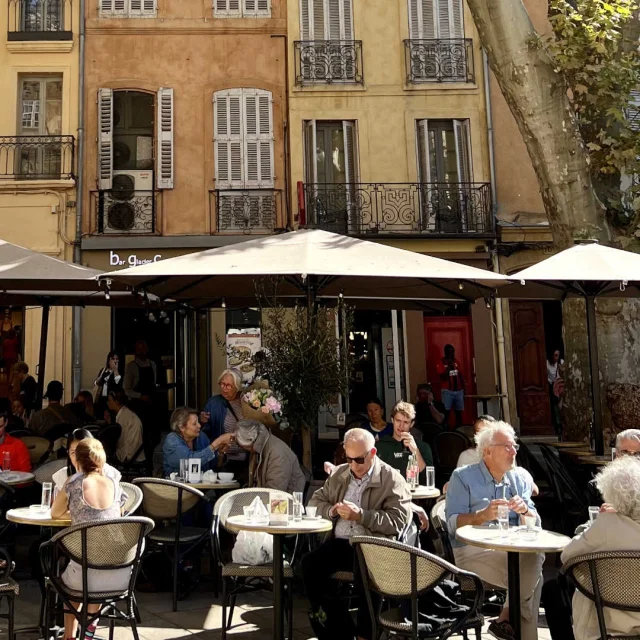 People on a café terrace