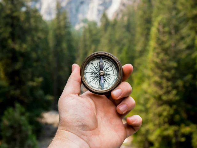 A compass used in the forest