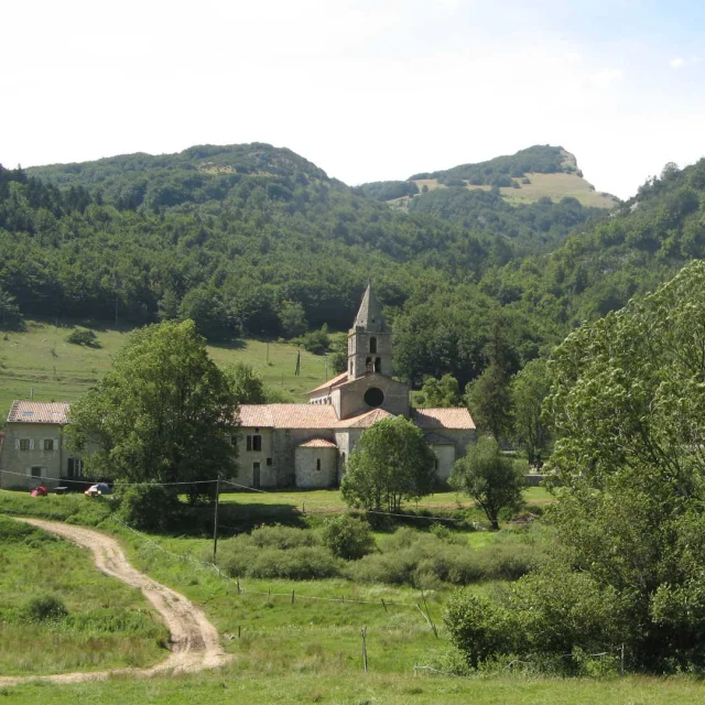 L'abbaye de Léoncel au milieu de la nature verdoyante du Vercors