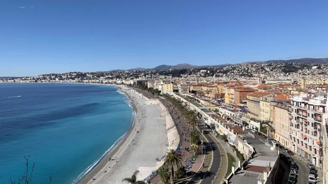 Vue panoramique de la promenade des Anglais à Nice
