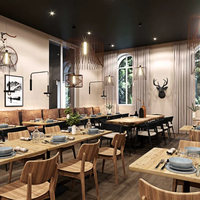 Restaurant project for the Garrigae La Caserne de Briançon Hotel & Spa