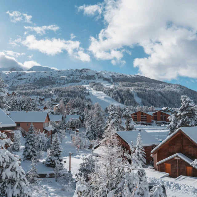 Chalets enneigés à La Joue du Loup