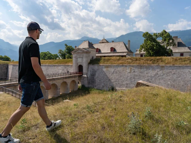 Walk in front of the Vauban fortifications of Mont-Dauphin