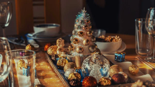 Weihnachtlich gedeckter Tisch in Südfrankreich